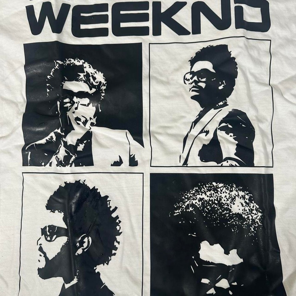 The Weeknd Graphic T-Shirt White Black Portraits Music Merch Mens Size XL